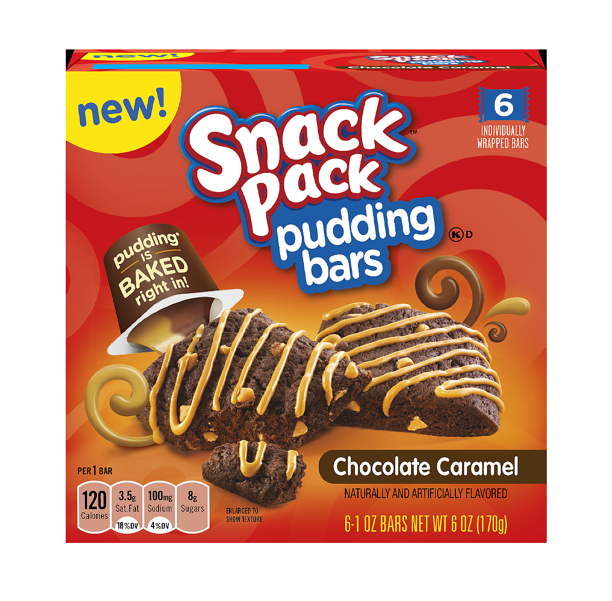Snack Pack Chocolate Caramel Pudding Bar (6 Count)