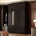 thumbnail image 4 of Timechee 63"W Family Wardrobe/Armoire/Closet by  with Mirror Doors DarkBrown94.5“H, 4 of 5