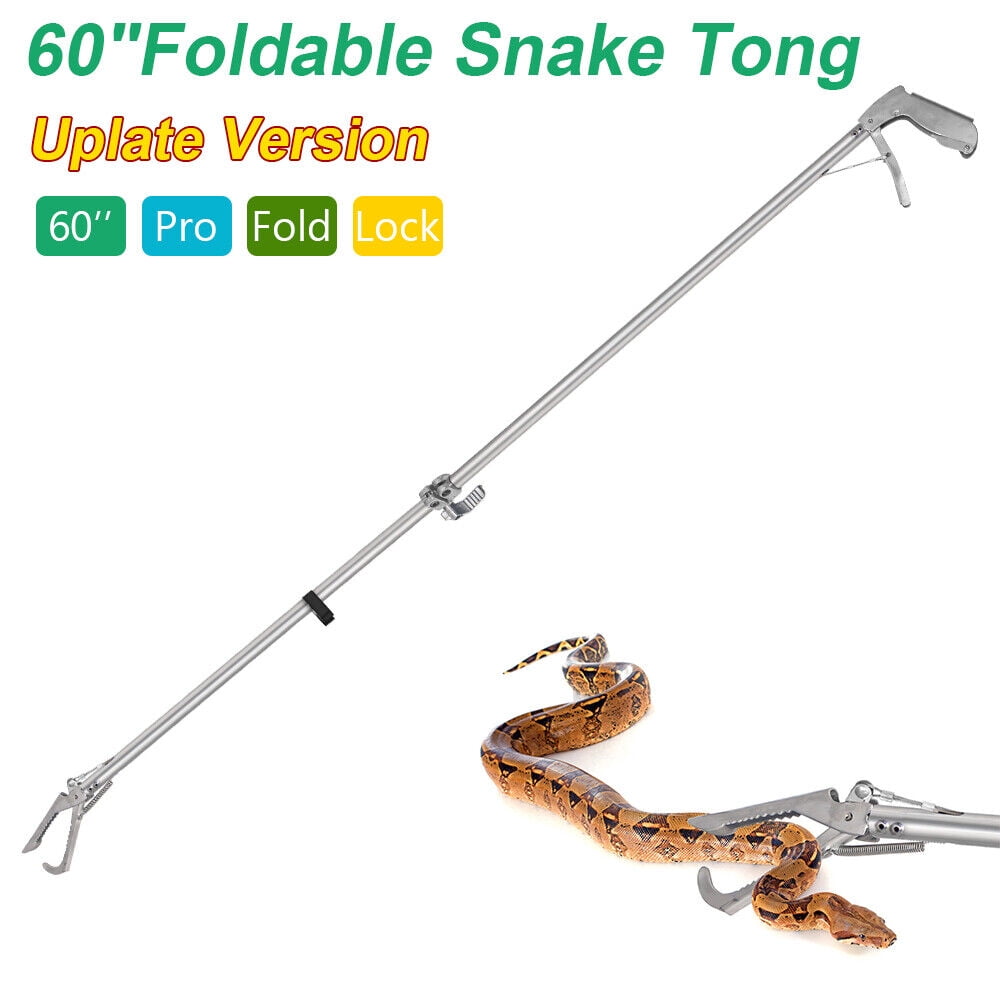 Paddsun 60" Foldable Snake Tongs Reptile Grabber Heavy Duty Stainless