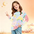 thumbnail image 3 of Abcomgle Kids Long Sleeve Shirt Girls Casual Watercolor Floral Print Crewneck T-Shirts for Kids Girls Fall Basic Top for Girls Loose Blouses for Girls with Pocket, 3 of 5
