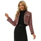 thumbnail image 1 of Chaqueta Corta de Tweed para Mujer con Doble Botonadura Blazer Elegante de Tela de Cuadros rojo M, 1 of 5