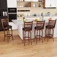 thumbnail image 2 of Costway 30” Swivel Bar Stools Set of 4 with Backs, Solid Wood Legs & Footrest for Home Bar Expresso, 2 of 9