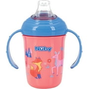 Nuby 2-Handle No-Spill Printed Trainer Cup with Soft Spout and Hygienic Cover - 8oz/ 240 ml, 4+ Months, 1 pk Pink with Woodlands Print