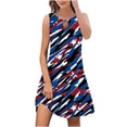 thumbnail image 1 of Robe d'Été pour Femmes avec Manches Mode d'Été pour Femmes Jour de l'Indépendance Imprimé Col Rond Sans Manches Robe Chandail Robe d'Été Courte pour Femmes Robe d'Été à Manches Courtes, 1 of 5