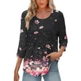 thumbnail image 6 of HAPIMO Women' Plus Size Elegant Pleated Blouses Crew Neck Tees Summer Tops for Women Flower Print Tops Casual Loose Flowy Fashion Clothes Dressy Tunic Multicolor XXL, 6 of 9