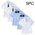 thumbnail image 2 of Afuyipoi 5-PC Boys Girls School Uniform T-shirts(For 2-15), Solid Color Short Sleeve Round Neck Soft Breathable Back-to-School for Kids White 3 Years, 2 of 6
