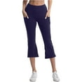 thumbnail image 4 of vigerkar Women's Flare Capri Leggings with Pockets Tummy Control High Waisted Bootcut Yoga Pants Workout Lounge Leggings Blue, 3XL, 4 of 9