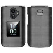 Nakedcellphone Holster Series for TCL Flip 3 Phone Case, Slim Hard Shell Cover and Belt Clip Holder Combination - Black Tread