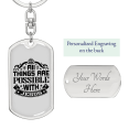 thumbnail image 2 of All Things Are Possible With Jesus Stainless Steel or 18k Gold Premium Swivel Dog Tag Keychain, 2 of 8
