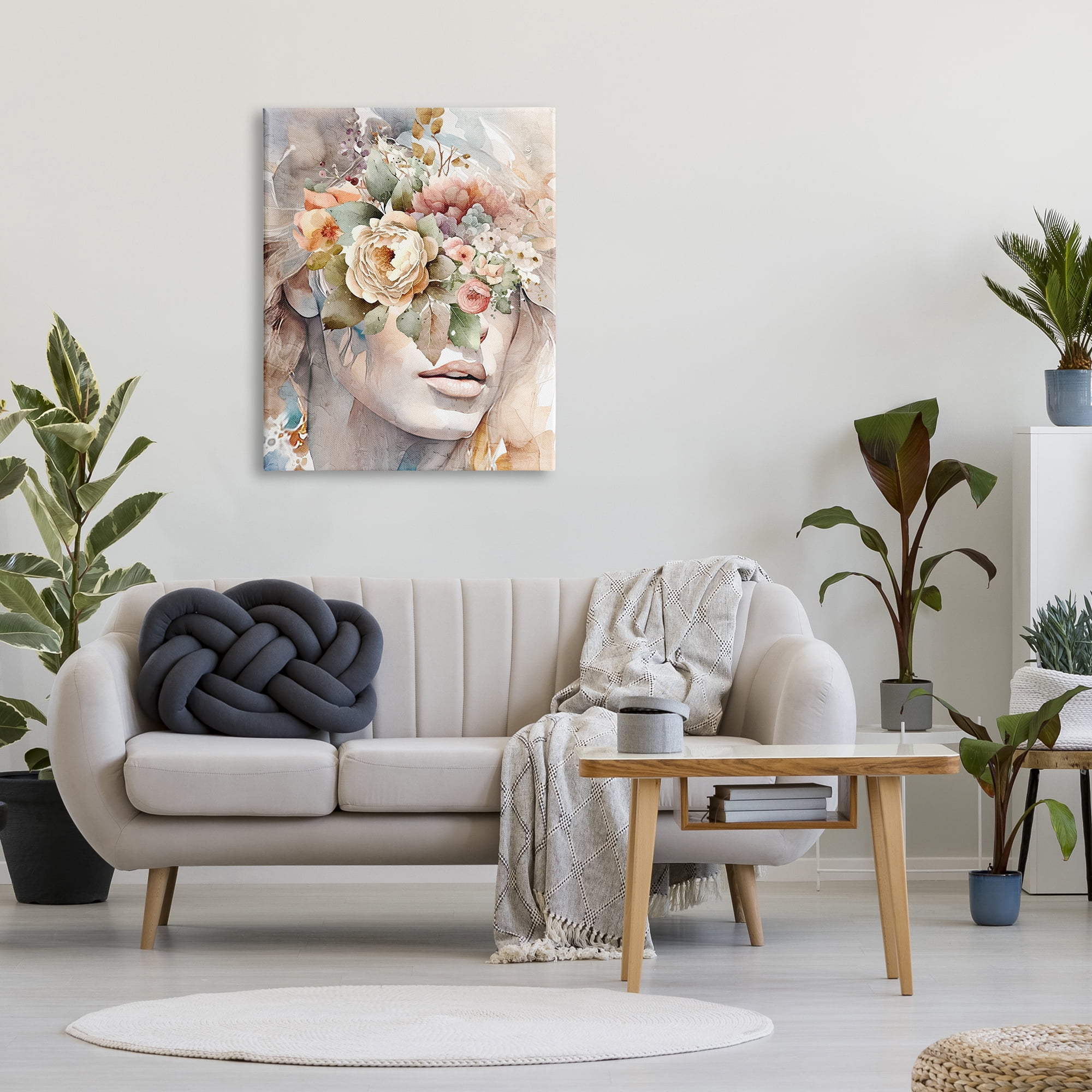 Stupell Industries Female Floral Abstraction Botanical & Floral Painting Gallery Wrapped Canvas Art Print Wall Art, 30 x 40