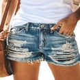 thumbnail image 2 of LYMAYTER Female Denim Shorts for S-2XL High Waisted Ripped Women Jeans Shorts Water Washing Jeans Shorts with Pockets, 2 of 8