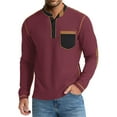 thumbnail image 2 of Afuyipoi Long Sleeve T-shirts Mens,Casual with Pockets Round Neck Pullover Shirts Wine L, 2 of 8