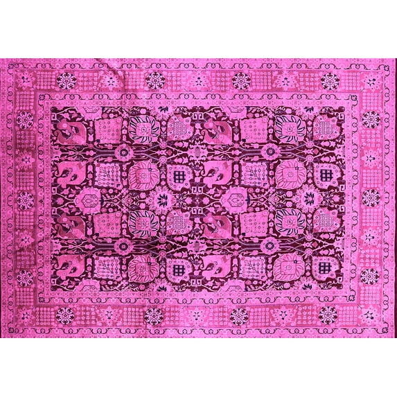 Ahgly Company Indoor Rectangle Oriental Pink Industrial Area Rugs, 2' x 5'