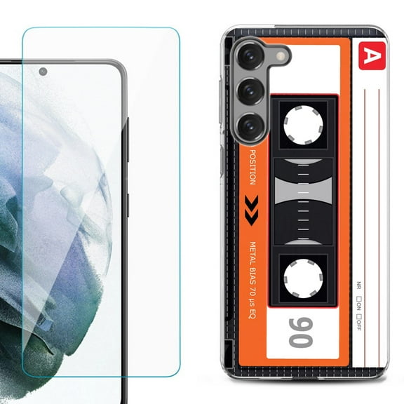 Shockproof Fashion Phone Case for Samsung Galaxy S23 5G, by OneToughShield ® - Cassette Orange