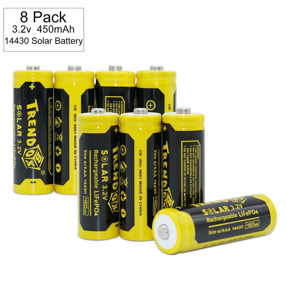 Trendbox 14430 3.2V 450mAh Battery LiFePo4 Rechargeable Solar Batteries