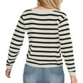thumbnail image 4 of ZQUUVOU Women's Striped Cardigan Sweaters Crewneck Button Down Long Sleeve Casual Cropped Knit Lady Tops Beige, 4 of 8