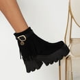thumbnail image 4 of Bottines à Talons Hauts Épais en Daim à Franges pour Femmes Automne et Hiver, 4 of 8