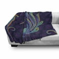 thumbnail image 3 of Ethnic Soft Flannel Fleece Throw Blanket, Peacock Bird with Oriental Feather Before Image, Cozy Plush for Indoor and Outdoor Use, 50" x 60", Purple Green and Blue, by Ambesonne, 3 of 6