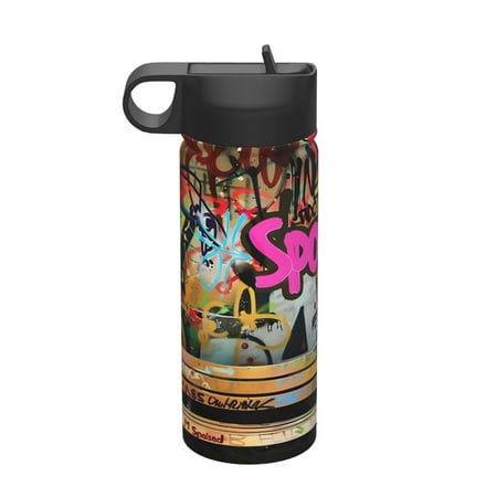 

Daiia Graffiti Lamp Urban Scene Printed 18oz Sports Insulated Kettle With Straw Water Bottle For Running Hiking Cycling Climbing Mens Woman S Sports Water Bottle