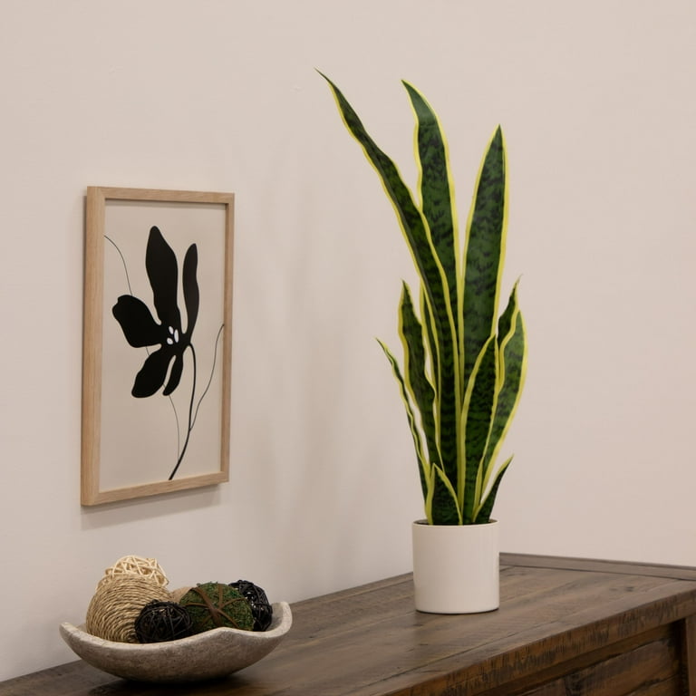 Mainstays 30"H Artificial Indoor Snake Plant in a Vanilla Plant Container