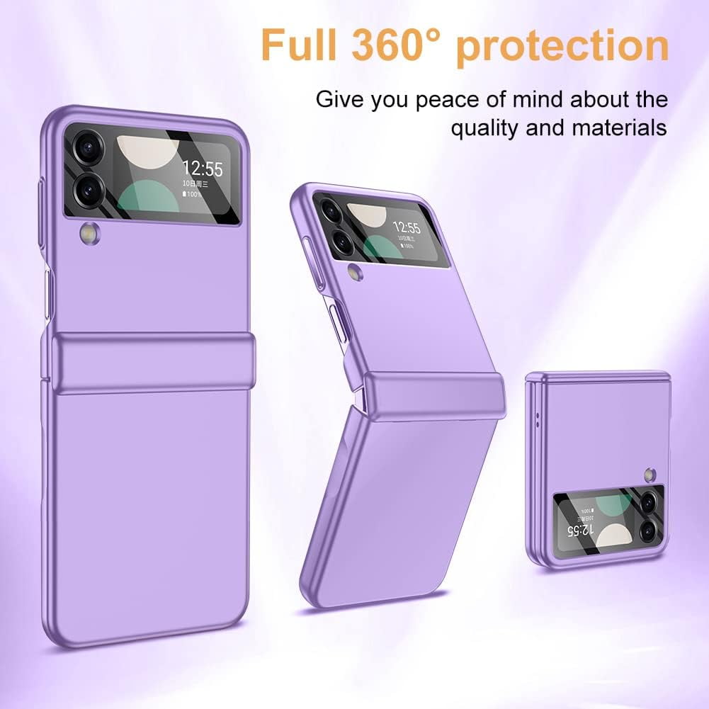 For Samsung Z Flip 4 Case: [Full Cover Hinge Protection] Slim Phone Case with Built-in Screen Protection Metal Volume key Protection Wireless charging for Galaxy Z Flip 4 5G(2022),Sky Blue