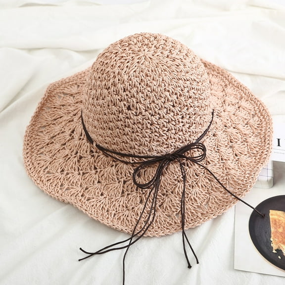 SikaFu Version Can Be Folded Handmade Big Straw Hat Girl Summer Versatile Small Fresh Seaside Beach Summer Sunscreen Hat