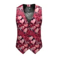 thumbnail image 5 of ZTKWD Mens Suits Vest Valentines Heart Print Pattern Button Down Blazer Fashion Lightweight Slim Casual Suit Jacket, 5 of 5