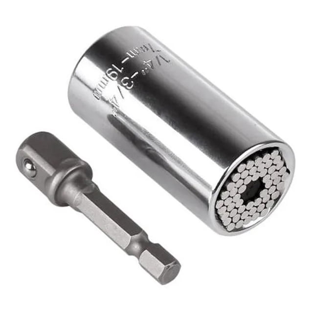 Llave de torsión de acero al cromo-vanadio de 7-19 mm con cabezal de vaso universal y placa cromada multifuncional