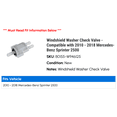 thumbnail image 2 of Windshield Washer Check Valve - Compatible with 2010 - 2018 Mercedes-Benz Sprinter 2500 2011 2012 2013 2014 2015 2016 2017, 2 of 2