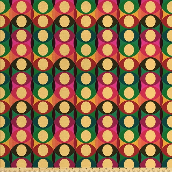 Ambesonne Retro Fabric by the Yard Upholstery, Pop Art Geometric Pastel, 10 Yards, Multicolor