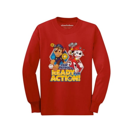 

Official Paw Patrol - Ready For Action Toddler/Kids Long sleeve T-Shirt 3T Red