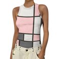 thumbnail image 2 of JULMCOMO Ribbed Knit Tank Tops for Women Plaid Crew Neck Sleeveless Summer Tank Tops Striped Color Block Slim Fit Casual Shirts Light pink L, 2 of 5