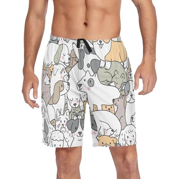 GZHJMY Dog Pajama Pants Short for Men, Lounge Pants Lightweight Men Pajama Bottoms with Drawstring Pockets, Christmas New Year Birthday Gifts, X-Large