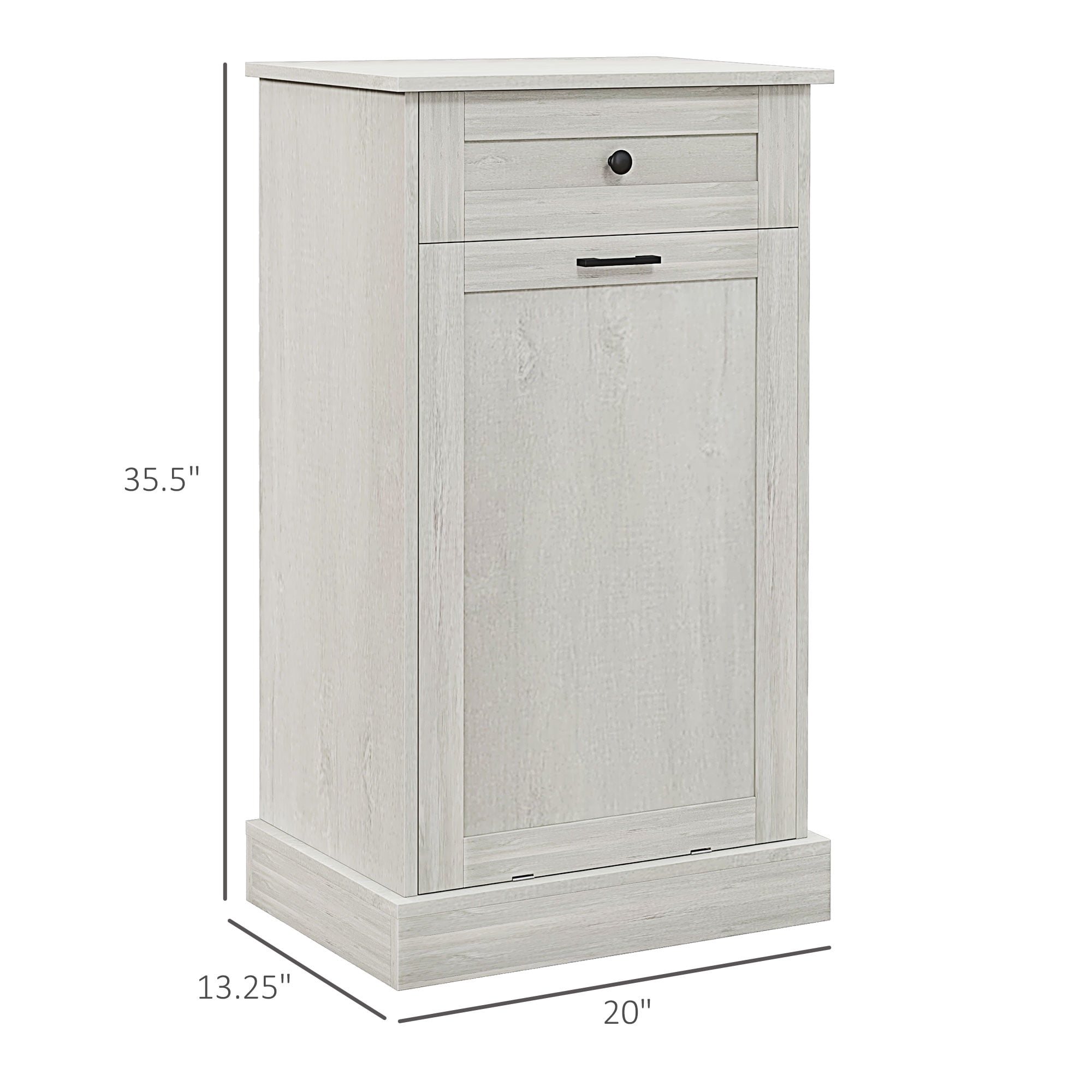 HOQBN Kitchen Tilt‑Out Trash Bin Cabinet, Multipurpose Storage Cabinet with Extra Drawer for Home Kitchen, Light Gray