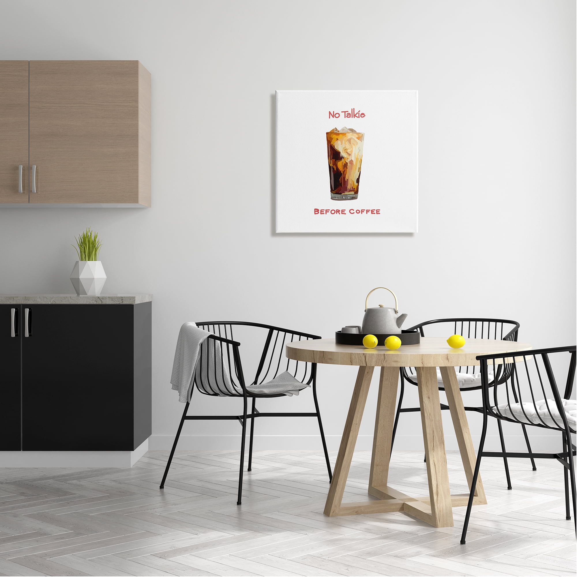 Stupell Industries No Talkie Before Coffee Casual Kitchen Milk Swirls Graphic Art Gallery Wrapped Canvas Print Wall Art, Design by Amelia Noyes