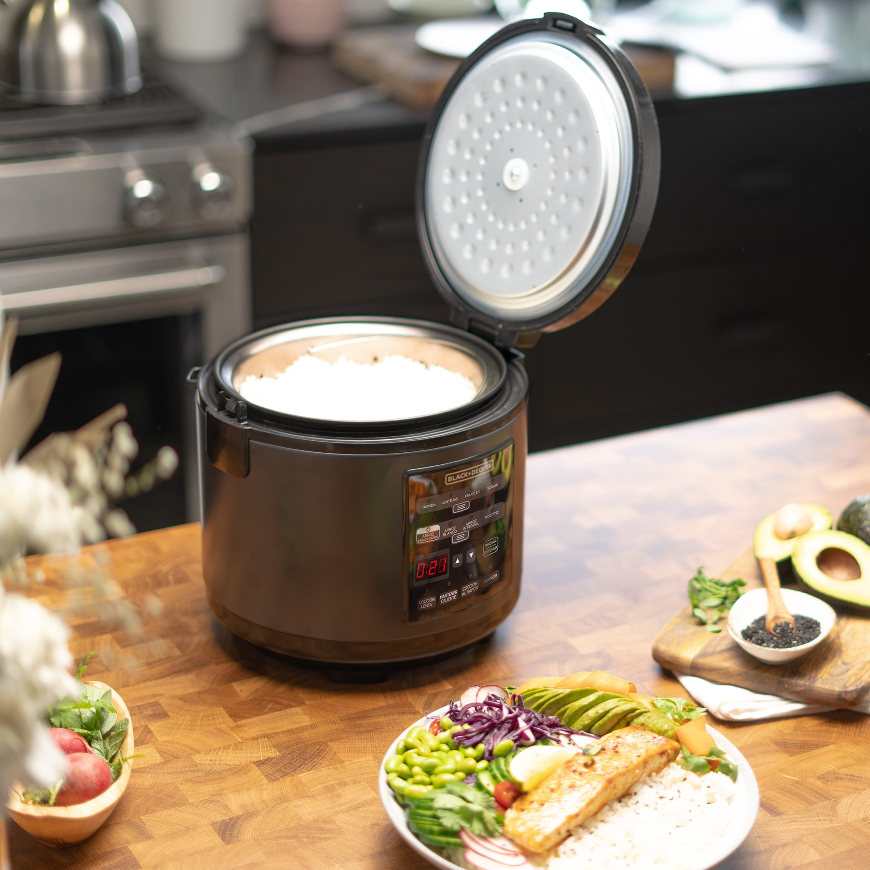 Black & Decker Pr Bd 12-Function Electric Rice Cooker with Carb Reduction