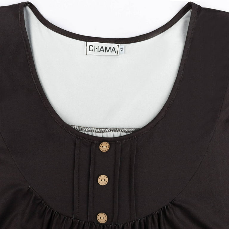 Chama Plus Size Short Sleeve Shirts for Women Pleated Flowy Tunic