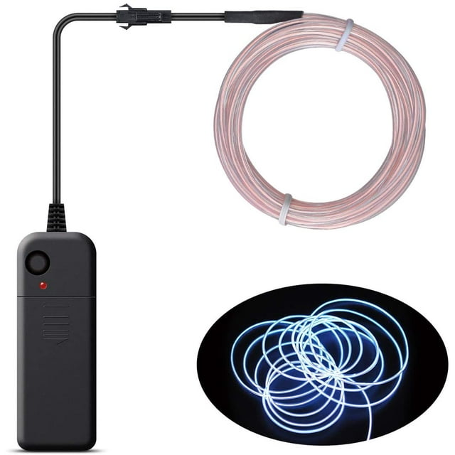 Wire Neon Light Cord EL Cable Neon Wire For Halloween Christmas Parties And Party Lighting (White, 5m)