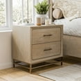 thumbnail image 2 of Furniture of America Eirlys Modern Wood 2-Drawer Nightstand with Metal Legs, Light Oak, 2 of 12