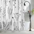 thumbnail image 2 of Abstract Floral Leaf Plant Fabric Shower Curtain Simple Style Washable Shower Curtains for Bathroom, Waterproof Bath Curtain with Hooks Home Decor 36x72in, 2 of 8