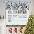 thumbnail image 4 of Valances for Windows Xmas Polar Bear Christmas Tree on Blue Rod Pocket Short Curtain for bathroom living room bedroom White Snow Seamless 1 Panel 42x12in, 4 of 7