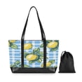 thumbnail image 7 of FORMRS Canvas Laptop Tote Bag for Women with 15.6" Computer Compartments Shoulder Handbag, Cartoon Plaid Lemon, 7 of 7