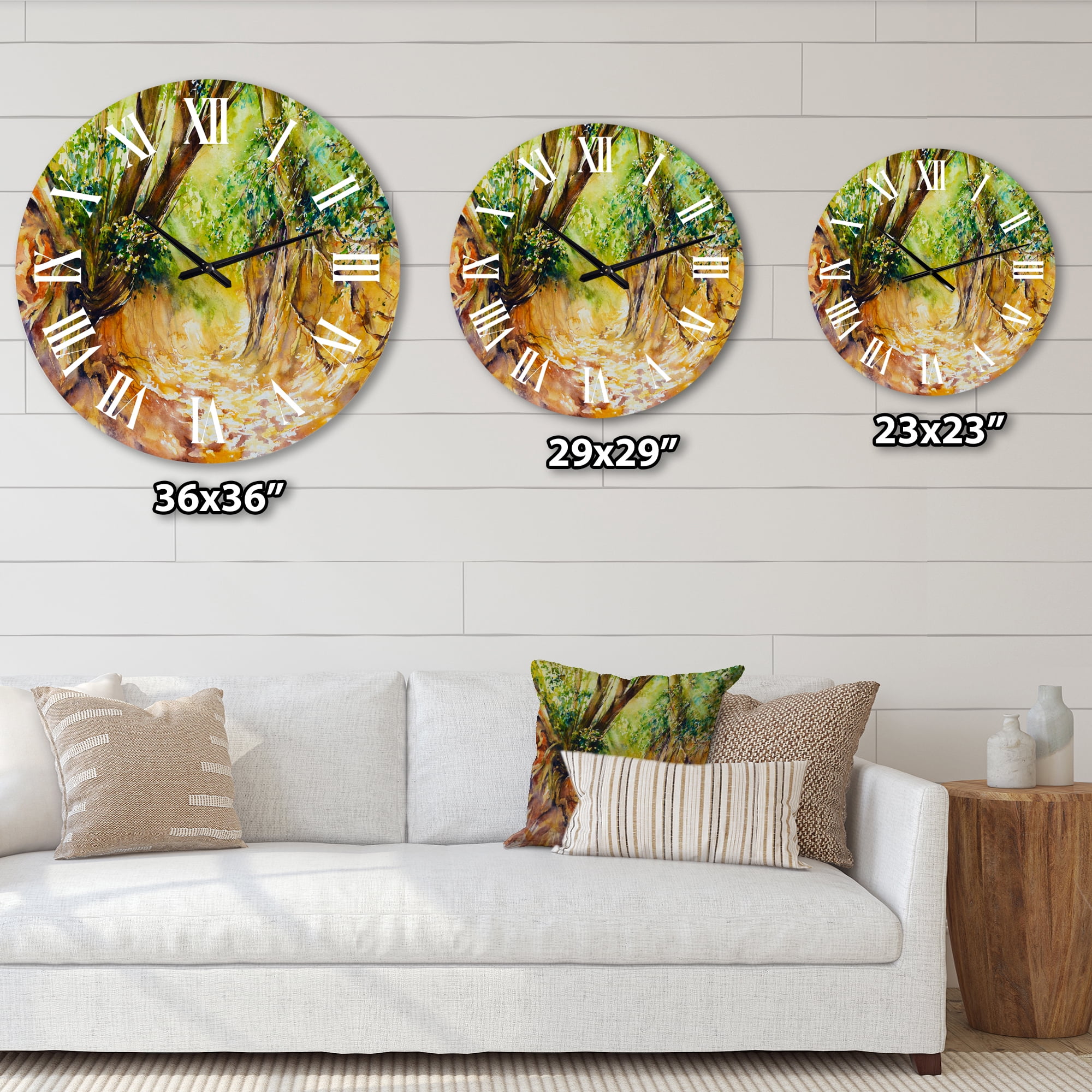Designart 'Little Forest Road' Traditional Wall Clock