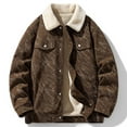 thumbnail image 2 of USNSM (M-5XL)Big and Tall Men's Fleece Corduroy Jackets Sherpa Lined Snap Button Up Long Sleeve Coats Winter Warm Thick Lapel Outwears Brown M, 2 of 6