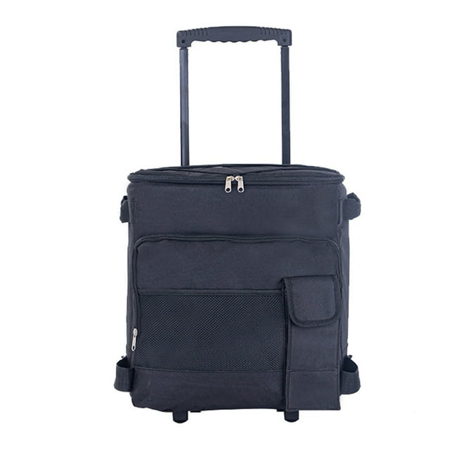 ZLight Sac de 43 L avec Roues Capacité de Tige Glacière de Camping Portable Sac à Multiples Poches Roue de Prêt Oxford et Camping Durable Noir