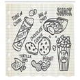 thumbnail image 3 of Cookie Shower Curtain, Typography on Scratch Paper Crispy Chocolate Bag of Chips, Fabric Bathroom Set with Hooks, 69"W X 75"L Long, Dark Blue Grey Pale Blue and Beige, by Ambesonne, 3 of 3