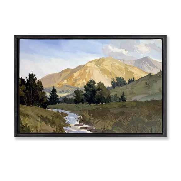 Stupell Industries Transitional Mountain Divide Valley Black Floating Frame Canvas Art, 25 x 17, by Alonza Saunders