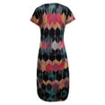 thumbnail image 5 of Robes Maxi pour Femmes 2023 Décontractées Poches Manches Courtes Imprimées Col Rond Longueur Cheville Robe Manches Courtes en Liquidation, 5 of 5