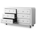 thumbnail image 4 of Bowery Hill Mid-Century 6 Drawer Faux Leather Double Dresser in White, 4 of 5