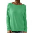 thumbnail image 4 of Dpytoraw Women's Crewneck Sweatshirt, Solid Color Long Sleeve Pullover for Fall Green M, 4 of 6